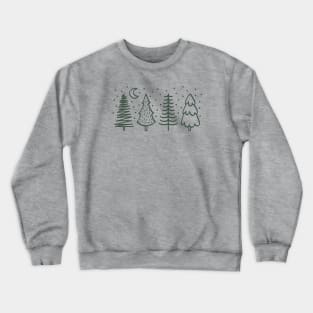 Green Pine Trees Winter Forest Modern Christmas Crewneck Sweatshirt